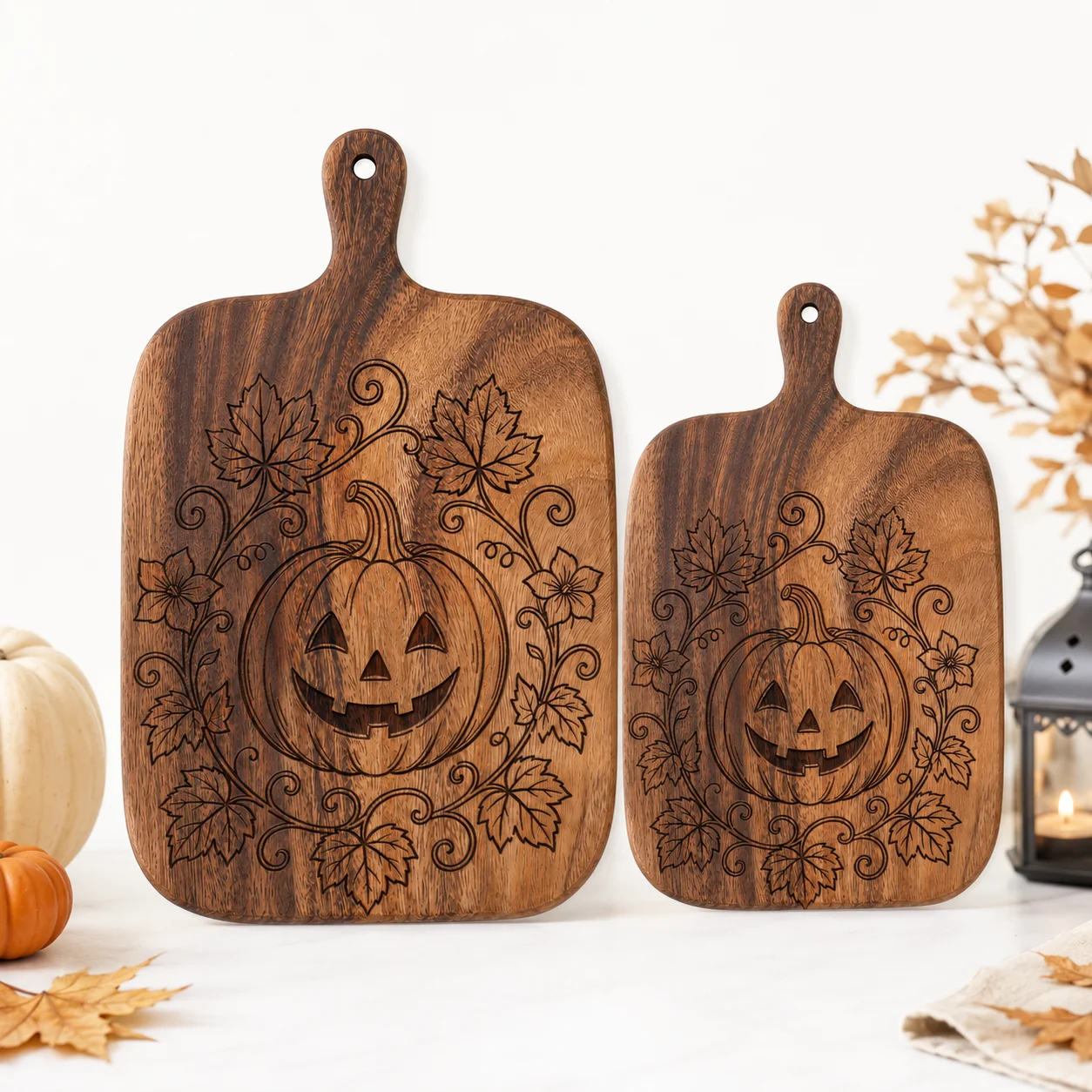 Camp Cutting Board - 2개/1개 할로윈 나무 조각 커팅보드, 예술적인