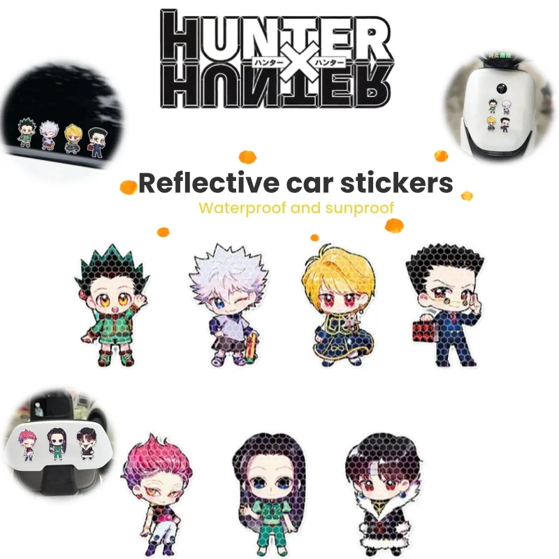Anime Full-Time Hunter Strong Reflective Warning Car Sticker Electric Vehicle Scratch-Proof Motorcycle Helmet Decorative Sticker