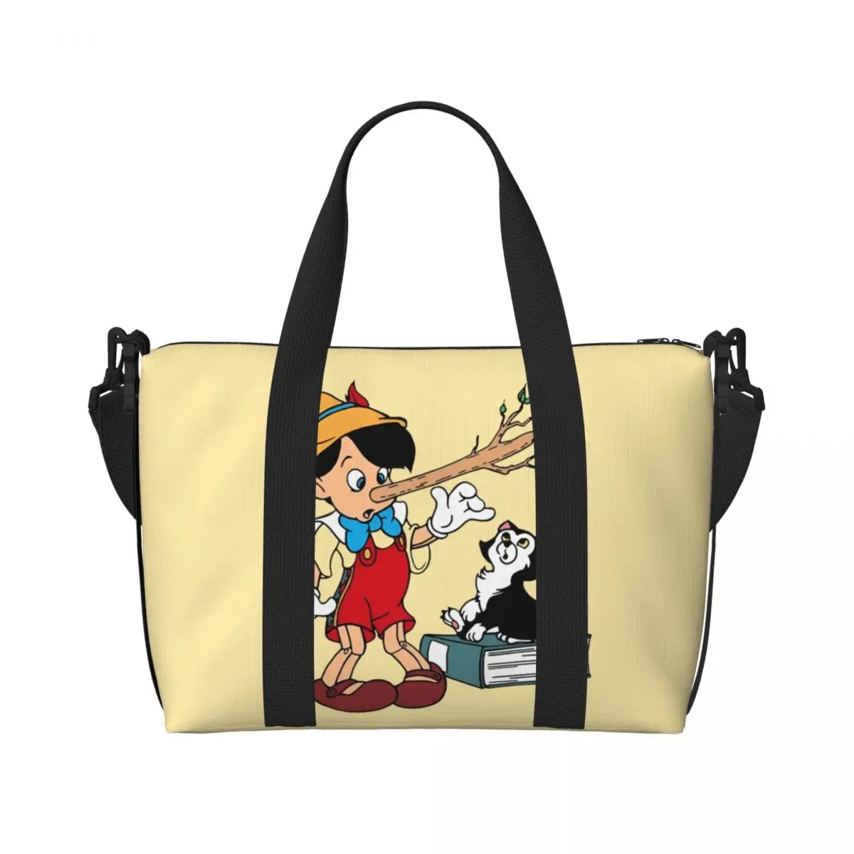 

Custom Large Cartoon P-Pinocchio Tote Bag Women Shoulder Shopping Gym Beach Travel Bag