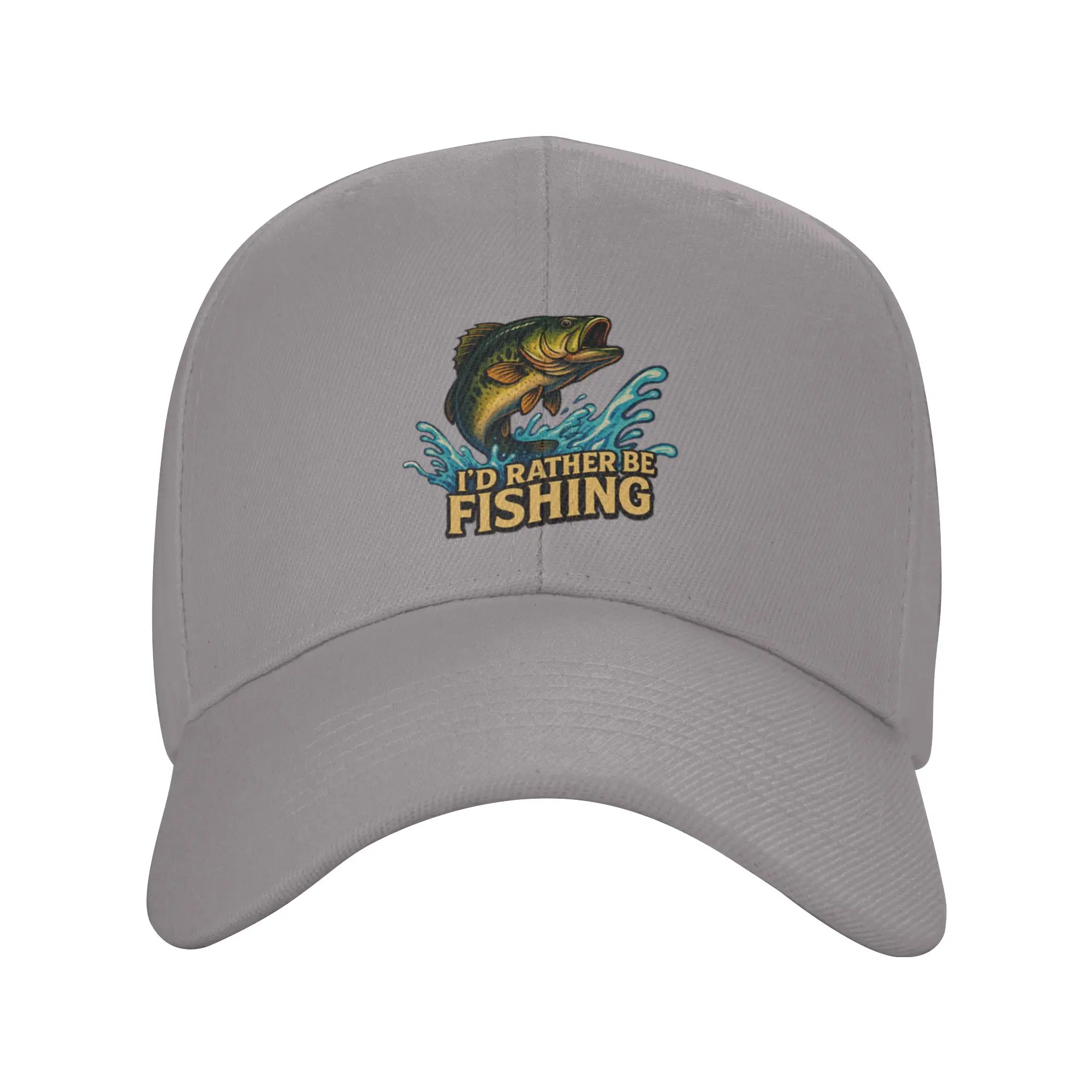 I d Rather Be Fishing Bass Splash Design Trendy Baseball Cap Sun Protection Unstructured Hip Hop Cap