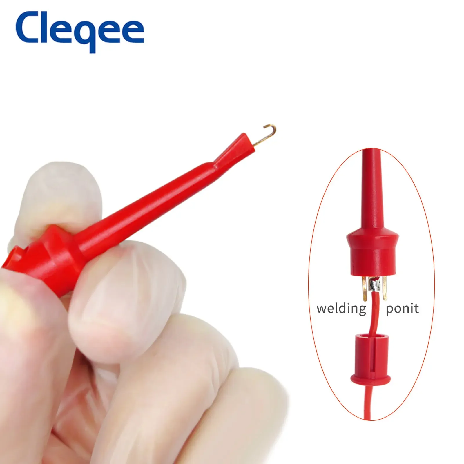 Cleqee 10pcs Test Hook Clip to Dupont Male/Female Jumper Wire 26AWG Silicone Cable For Breadboard Oscilloscope Logic Analyzer