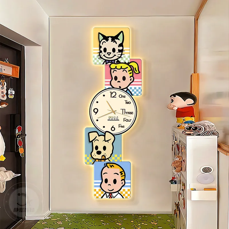 

Креативные настенные часы в мультяшном стиле: простой и милый дизайн, художественные настенные часы-картина, эстетичные интерьерные часы, украшения для дома, декор для интерьера.
