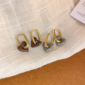 Beautiful red -heart earrings for women and girls, simple soft love brinches, geometric ear jewelry, party, round, fashion 10 Main Sales Red Earring - №9