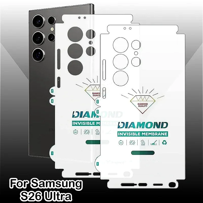 

2 шт. Мягкая матовая гидрогелевая пленка HD Clear для задней панели и боковых сторон, полное покрытие, для Samsung Galaxy S26 Ultra S25 S24 Plus, защитная пленка из ТПУ для экрана