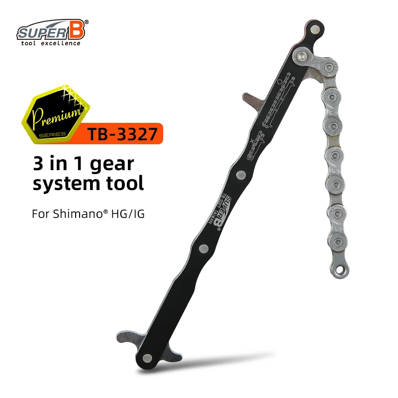 SUPER B TB-3327 Bicycle Gear System Tool 3 in 1 Professional Chain Hook, Chain Checker and Freewheel Checker Bike Repair Tools