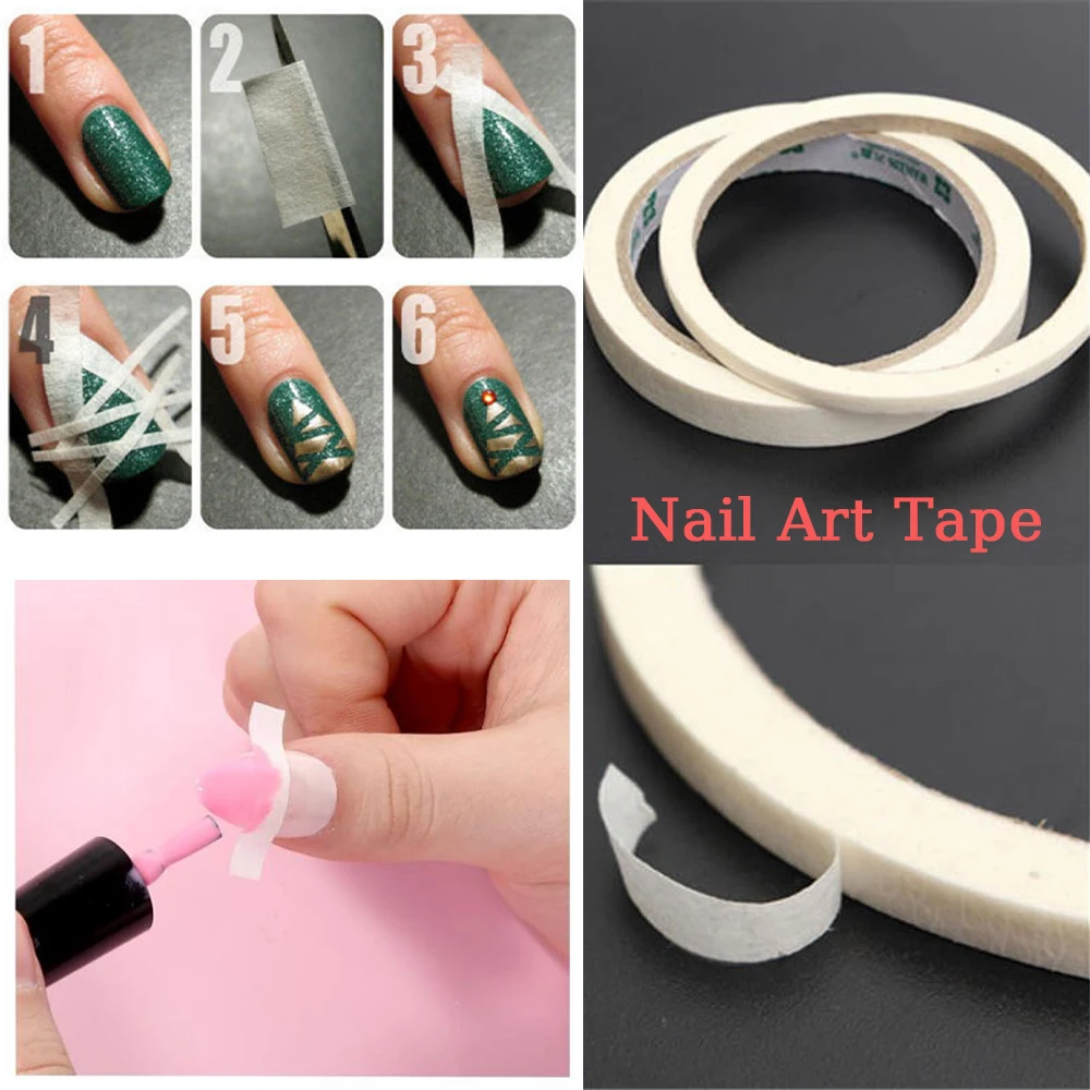 4 Rolls White Nail Art Tape For Plaid French Nails Edge Guide Manicure Tips 5mm/12mm Trimmable Masking Tapes Manicure Tools