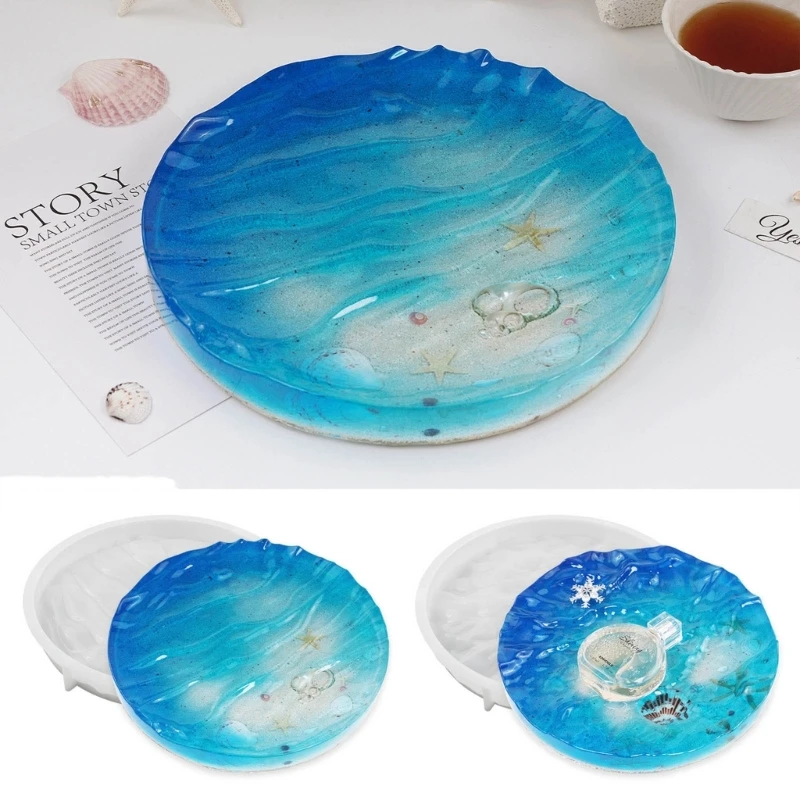 

Wavy Silicone Mold DIY Ashtray Cement Plaster Tray Mould Epoxy Resin Casting Molds Craft Home Decoration