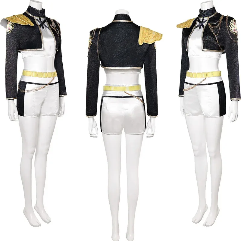 漫画悪魔ハンターの KPop ルミブラック Gloden コスプレファンタジア衣装ウィッグセット女性の役割プレイ制服ハロウィンスーツ