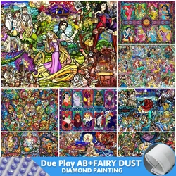 Stained Glass Princess Fairy Dust Diamond Painting AB Disney Full Drill Cartoon Rhinestone 2024 New Mosaic Princess Wall Art