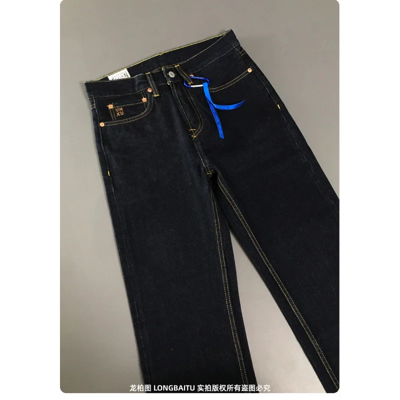 

High end original color jeans men's 2025 autumn and winter new style loose straight tube simple casual retro heavyweight pants