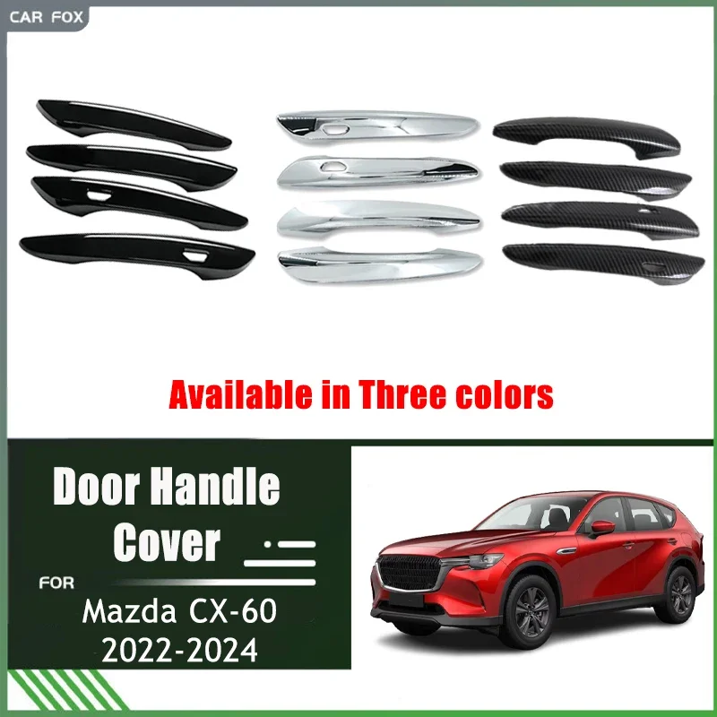 

Chrome Door Handle Cover Trim for Mazda CX-60 CX60 KH 2022-2024 2023 2025 ABS Car Accessories Carbon Fiber Set Sticker Styling