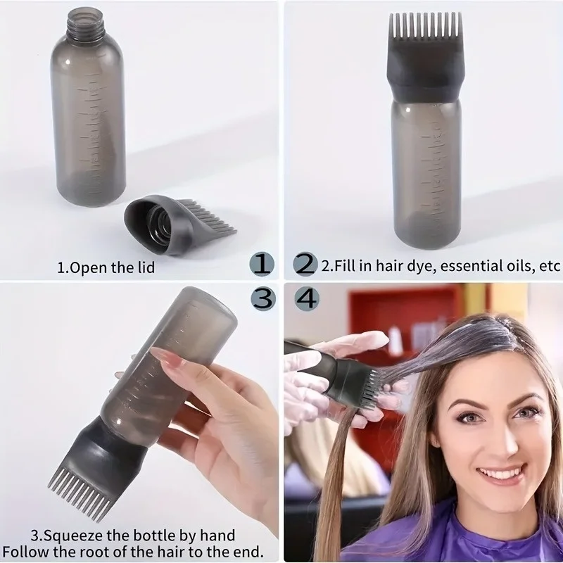 4-teiliges Haarpflege-Set: Satin-Schlafhaube mit Kopfhautmassage-Shampoo-Bürste, Wurzelkamm, Applikatorflasche und Haaröl-Kopfhaut-Applikator-Werkzeugen – Detail 3
