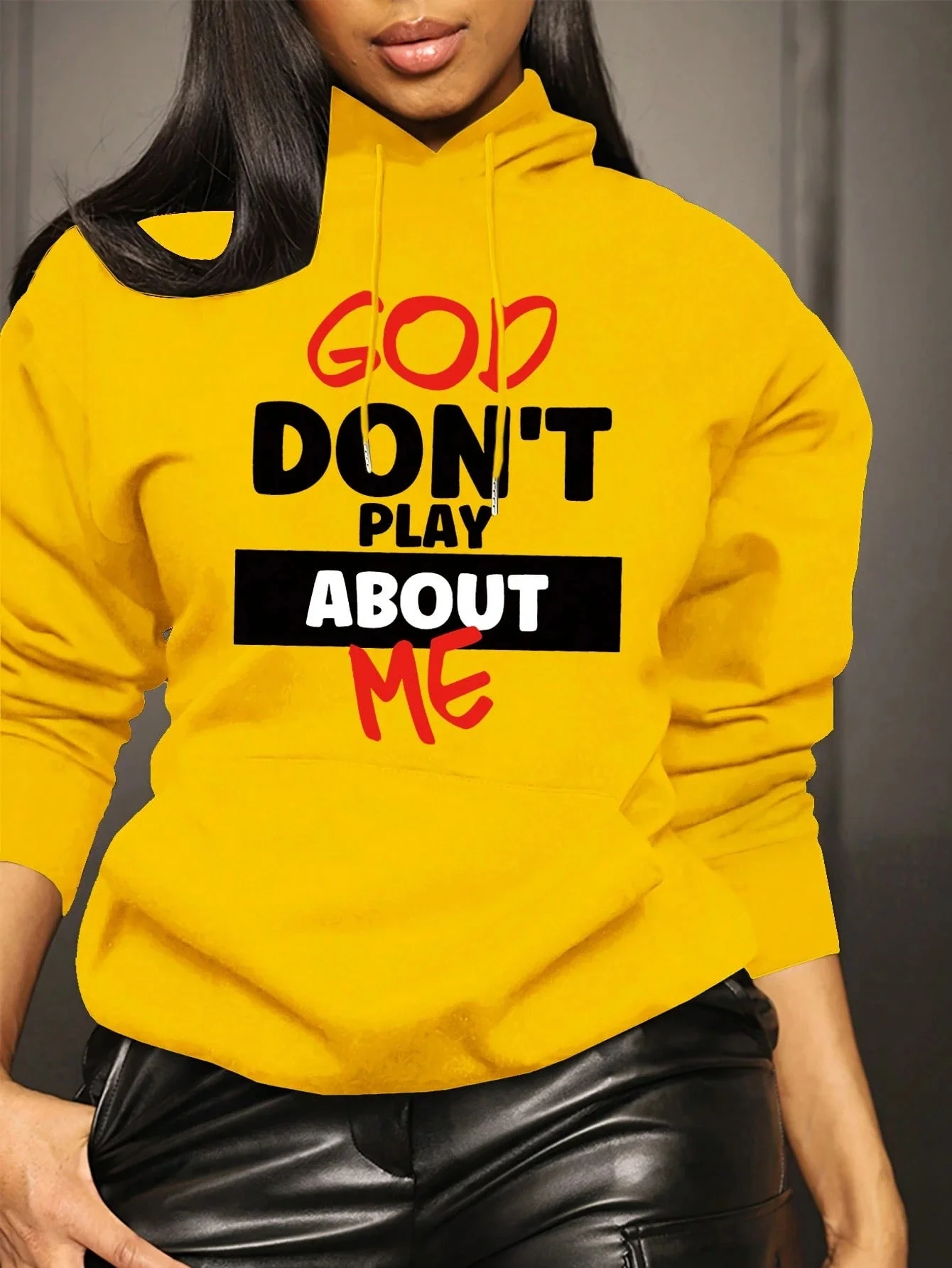 

Осенне-зимняя толстовка Y2K "GOD DON'S T PLAY OUT ME" INS Lazy Style Американский уличный объемный женский и детский топ