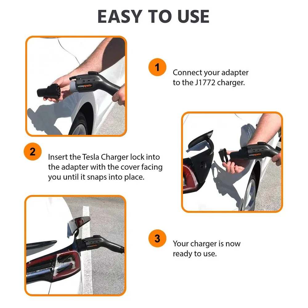 EV مهايئ شحن قفل شحن حماية السلامة ل Type1 J1772 إلى تسلا نموذج X Y 3 2021 2022 2023 تسلا اكسسوارات السيارات EVSE #3