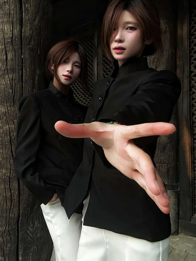 Bla oulder Pad Suit Jaet ex High School Sle الاتجاه الوطني الصيني الجديد الوقوف طوق Zhongan البدلة ملابس خارجية #5