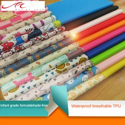 Waterproof Fabric By The Meter Breathable Tpu Children Clothes Anime Printed Cartoon Cloth Outdoor Sewing Umbrella Thin Diy Blue