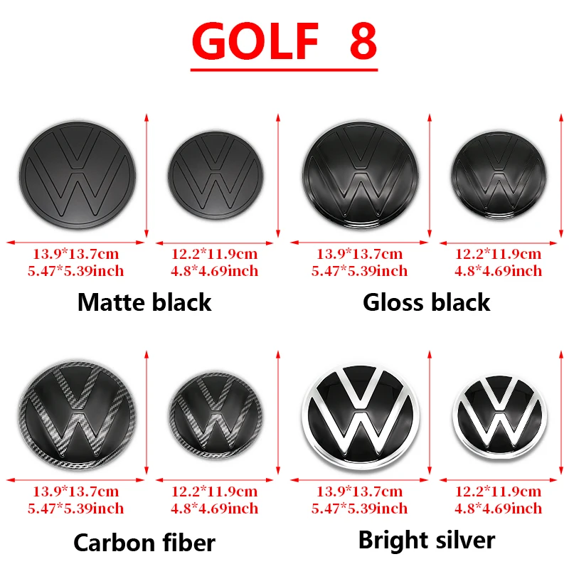 

140mm Car Front Grille Badge and 122mm Rear Trunk Emblem Lid Logo Accessories For Golf 8 Car Modification Upgrade Accessories