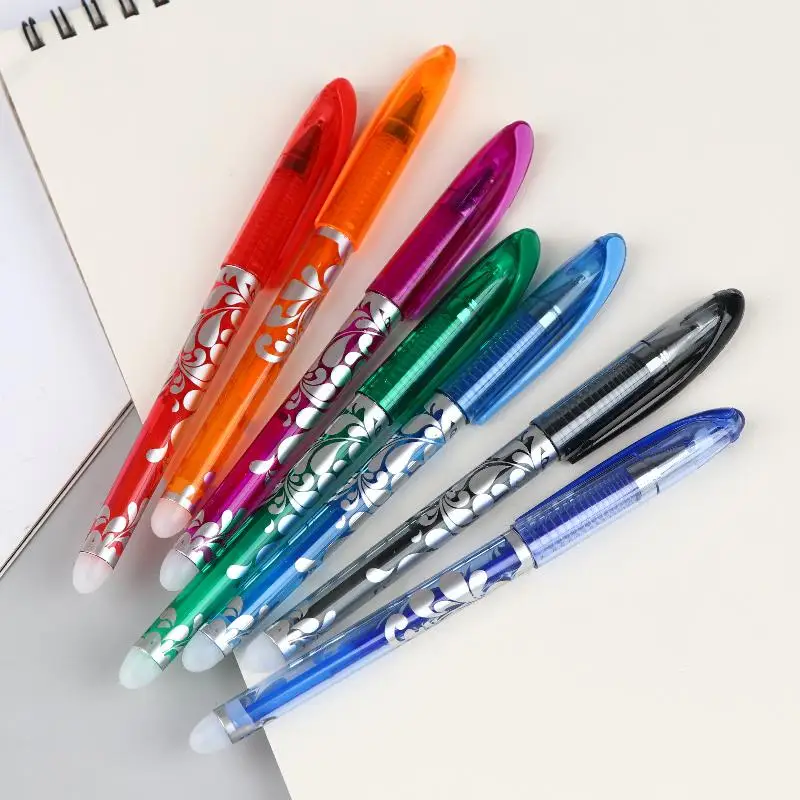 

12 шт. разноцветные стираемые гелевые ручки в штучной упаковке, средний наконечник 0,5 мм, плавное письмо, подходят для офиса и повседневного использования