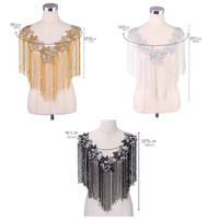 XFX VENUS Hot sale new tassels style rhinestone patches V neck wedding embroidered crystal beaded fashion beaded applique