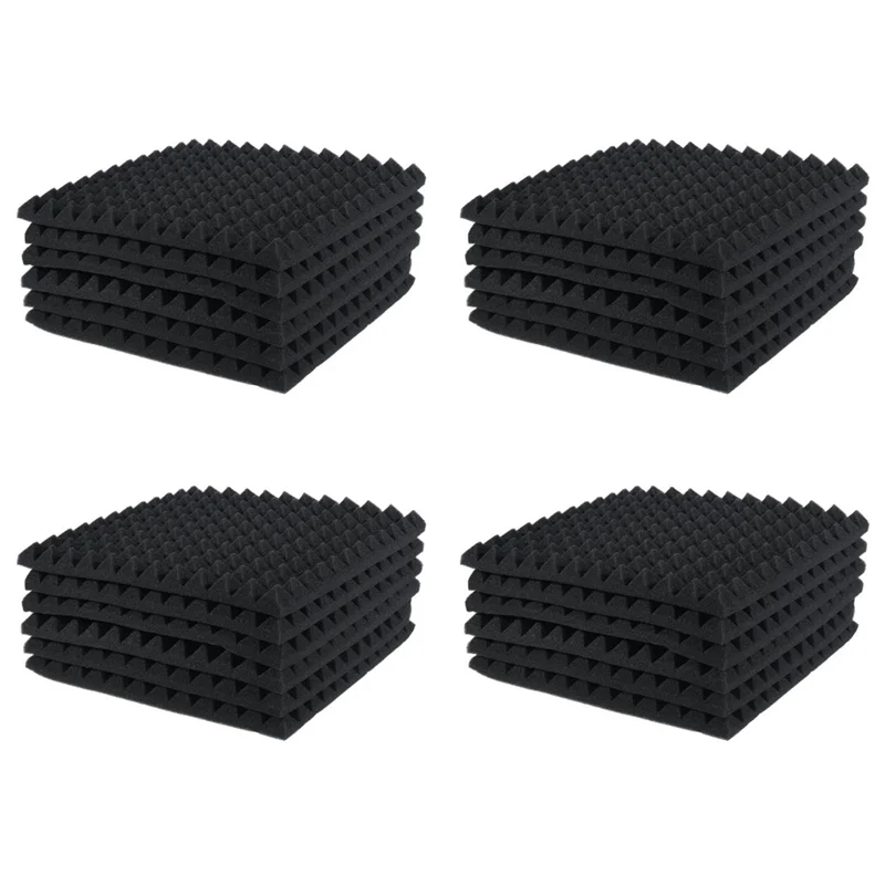 

ABKV-24 Pcs Acoustic Panels Foam Board Studio Sound-Absorbing Firewall Wedge Tiles Helps Reduce Echo And Unnecessary Noise