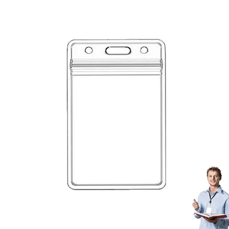 랜야드 키 체인 개폐식 카라비너 릴용 구멍이 있는 수직 배지 보호대, 투명 카드 배지 거치대, 이름표 거치대