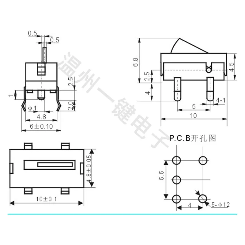 10 pcs KFC-V-08 Triangular Black Tortoise Detection Range Detection Bidirectional Detection Limit Detection Micro-switch