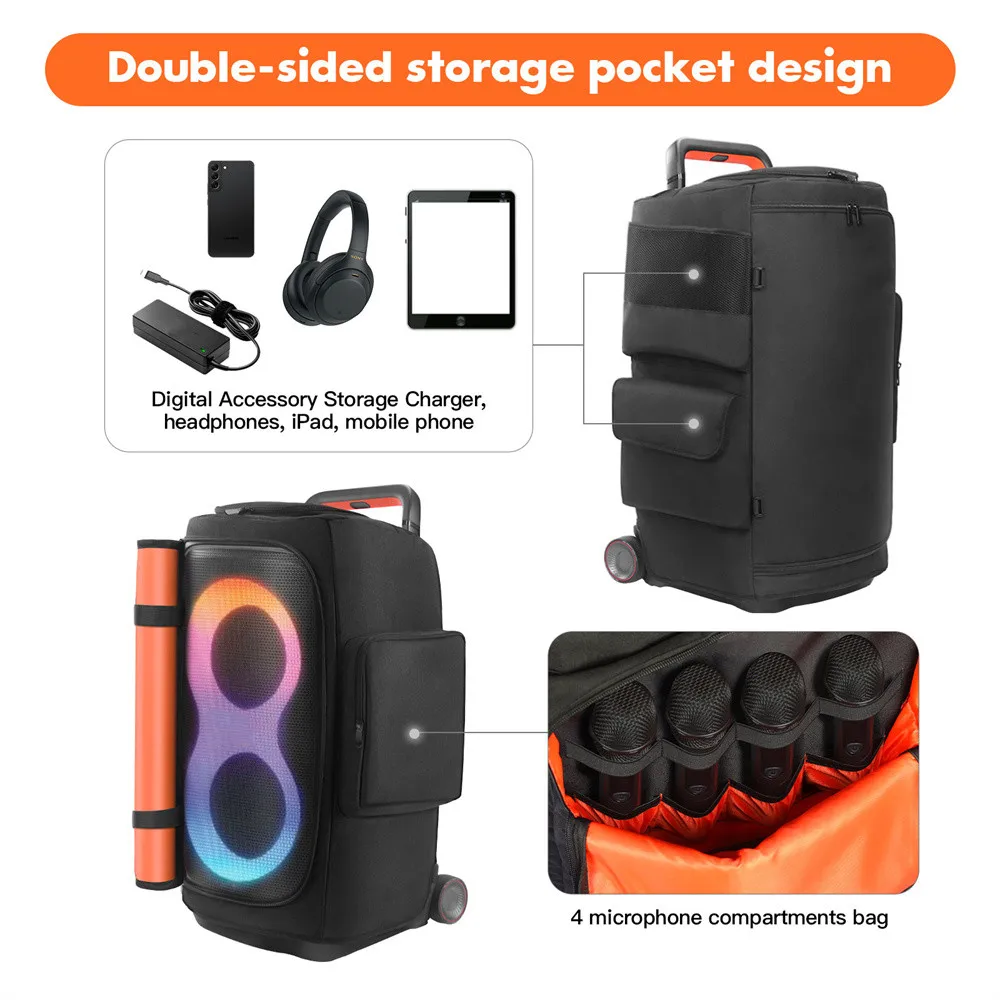 Picture 4: Portable Speaker Dust Case with Mic Pocket For JBL PARTYBOX 520 Speaker Storage Bag Speaker Case Double-Sided Protective Cover