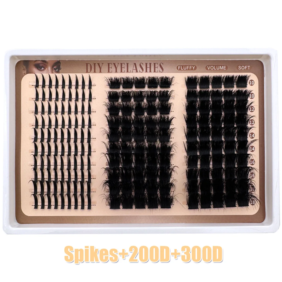 300D-60DLash Clusters With Spikes & Bottom Lashes Fluffy Volume Manga Natural Spiky Cluster Manga Lash D Curl Individual Lashes
