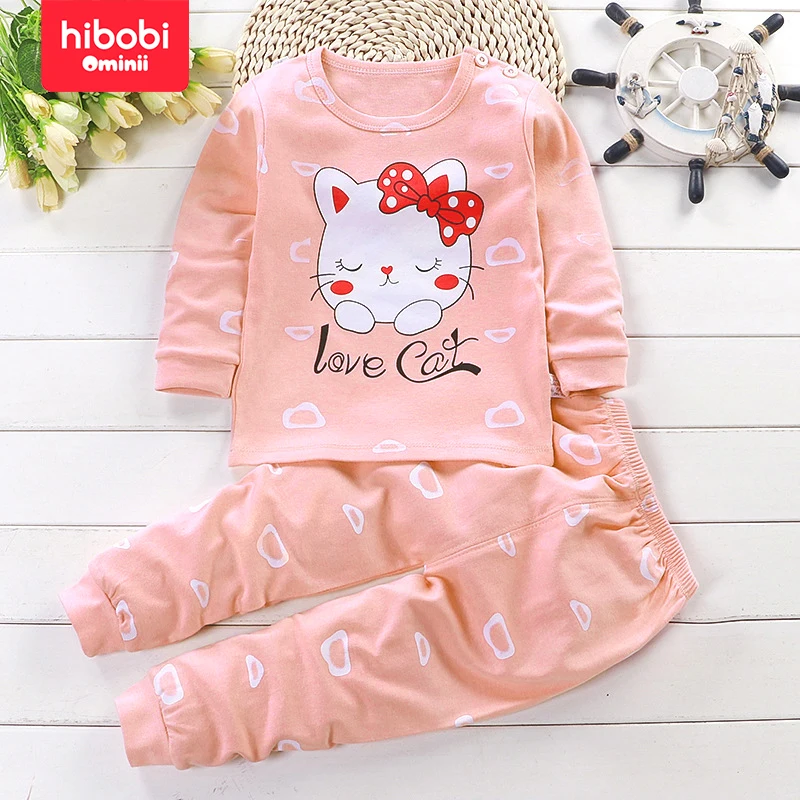 hibobi 2-piece Children\'s Clothing Children\'s Underwear Set Baby Girl\'s Autumn Clothes Long Pants Pajamas Home Clothes