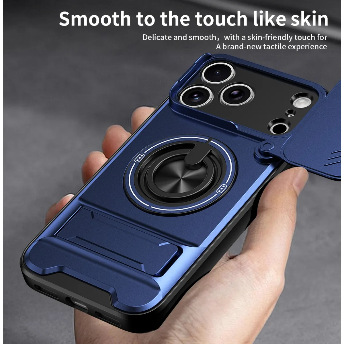 Luxury 360 Rotating Magnetic Ring Holder Phone Case for IPhone 17 18 Pro Max 16 Plus 15 14 13 12 Lens Slide Camera Stand Cover view 3