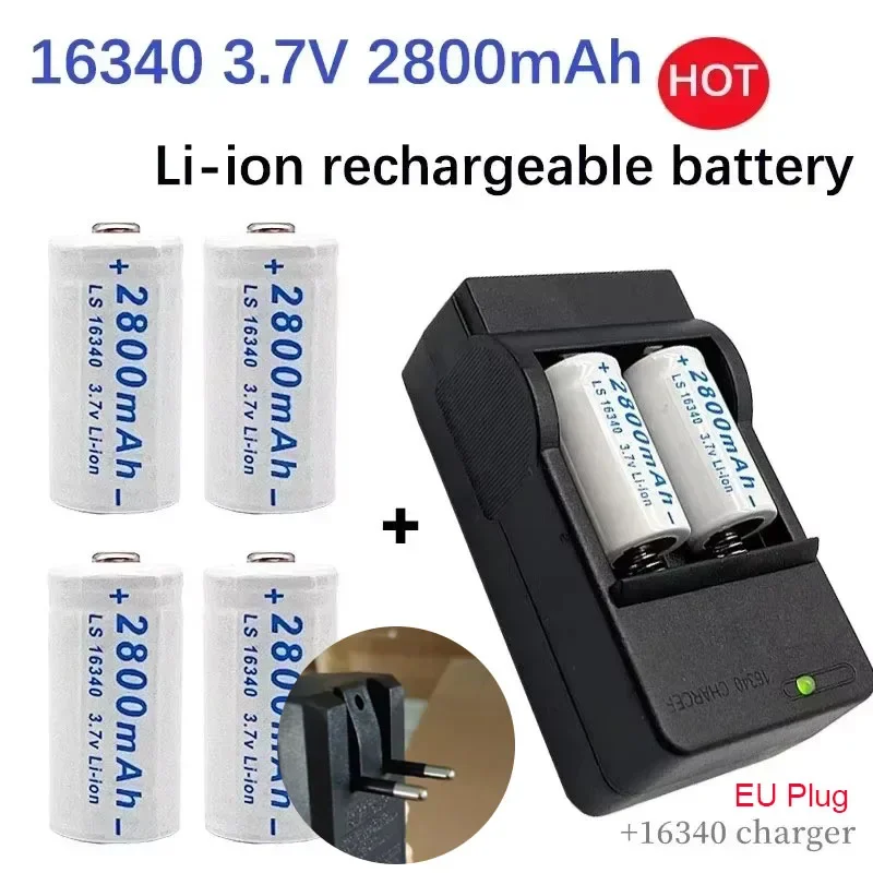 2-10pcs CR123A RCR 123 ICR 16340 Battery 2800mAh 3.7V Safety Camera Rechargeable Battery Lithium Ion L70 Plus Charger