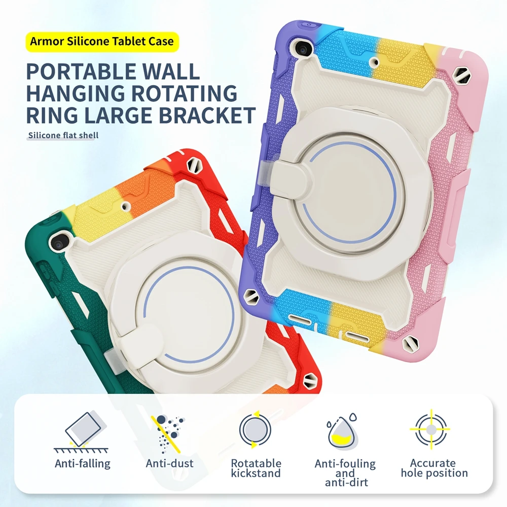 

For Apple iPad mini 4 5 2019 A1538 A1550 A2133 A2124 A2126 Case Kids Safe PC Silicon Shockproof Pull Ring Stand Tablet Cover