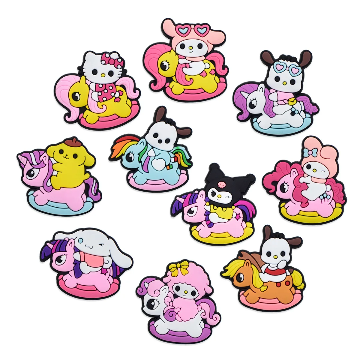 Mesuca New Design Cartoon Kitty DIY accessories PVC Praise Shoe charmas clow for clogs Slides Gift Idea Easy to install