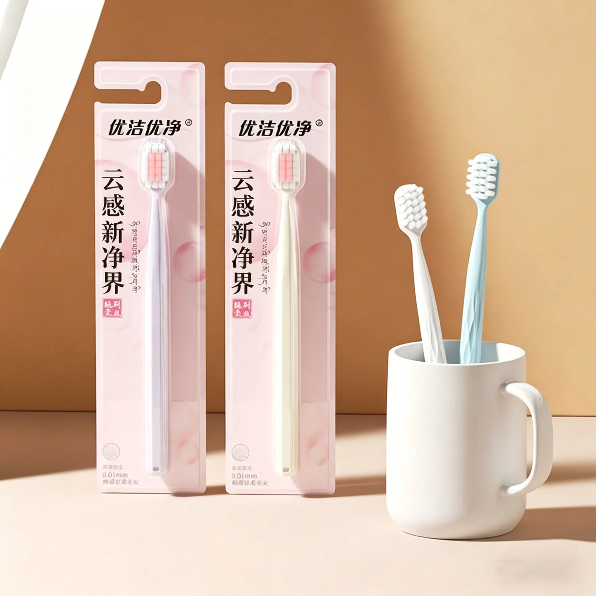 Premium soft bristle toothbrush, Roman column brush handle, dense filament, square hole, dense bristle toothbrush