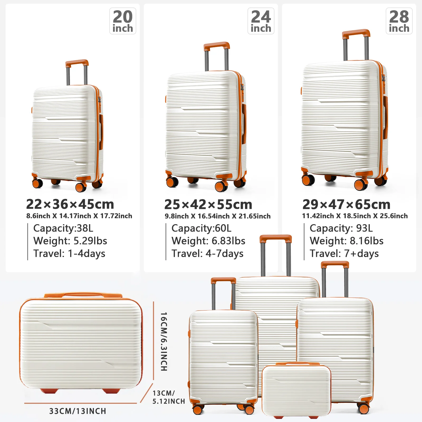 4pcs Travel Suitcase New Durable Luggage Sets Rolling Luggage TSA Lock Carry On Luggage Boarding Trolley Case 13 20 24 28 inch