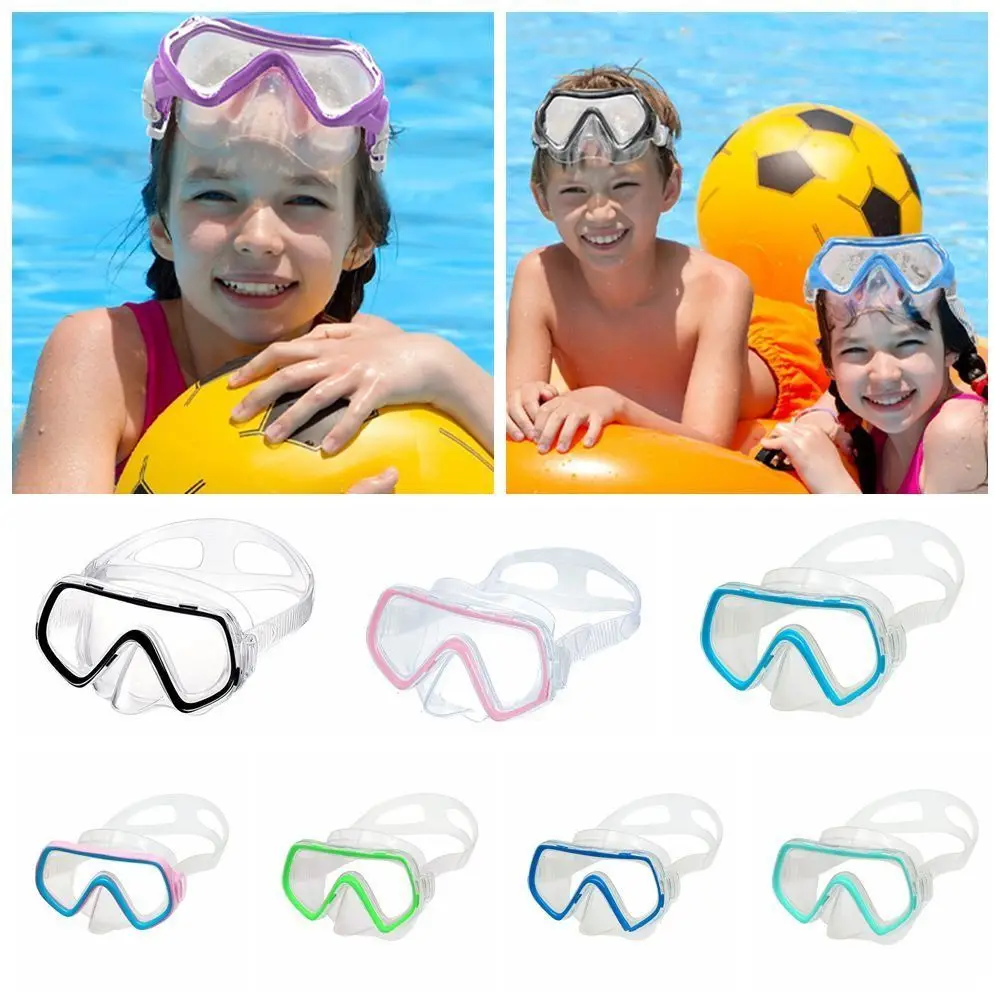 

PC Glass Kids Swim Goggles with Nose Cover PVC Strap Child Diving Mask Anti-Leak Vibrant Colors Snorkel Swimming Goggles