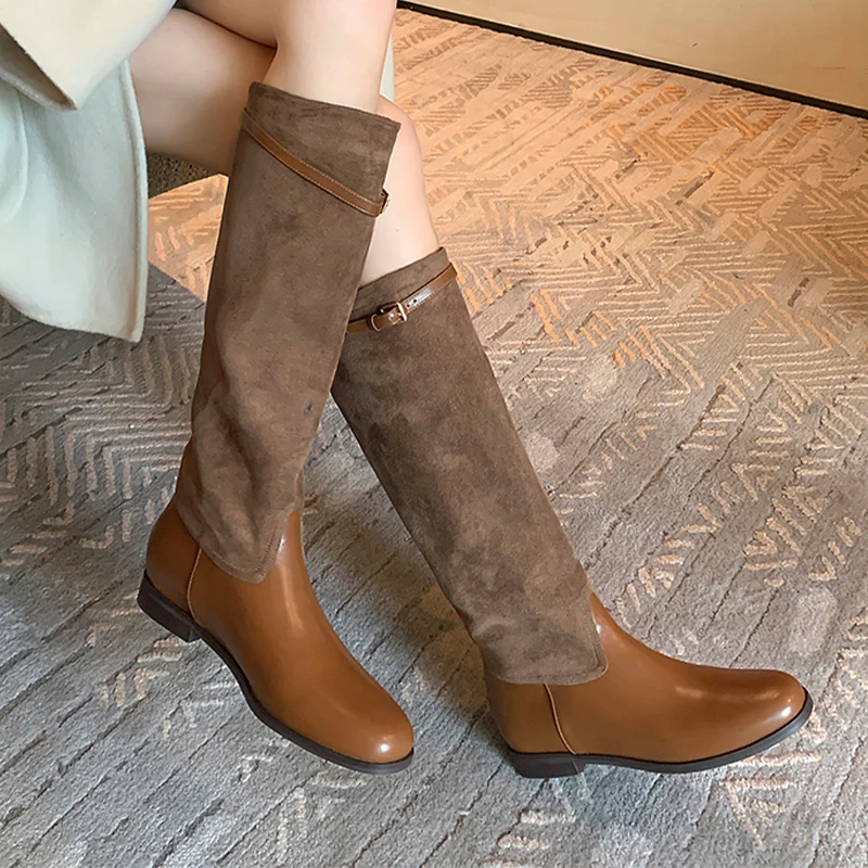 

High Boots for Women Fashion Flats Shoes Designer New Dress Woman Knee High Winter Boots 2025 Casual Cozy Chelsea Botas De Mujer