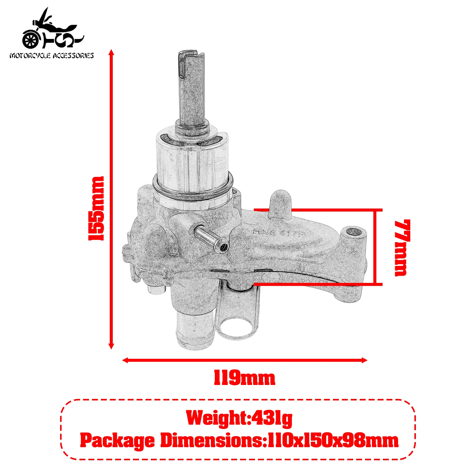 SJ Motorcycle Water Pump Assembly For Honda SXS700M2 SXS700M4 Pioneer 700 2014-2020 TRX680FA Rincon 680 2006‑2018 19200-HN8-A60