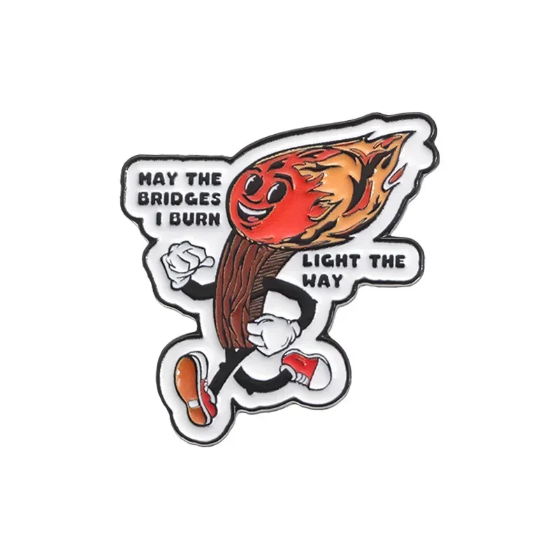 Cartoon English Phrase Brooch Creative Running Match Shaped Commemorative Accessory Alloy Badge Pins for Backpacks Pin Badges