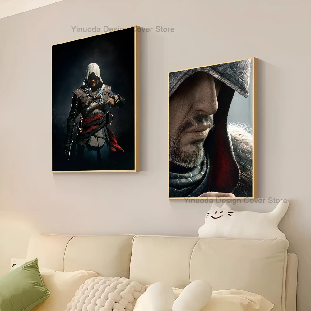 1pc Assassins Creed Self-adhesive Art Poster Waterproof Paper Sticker Coffee House Bar Room Wall Decor