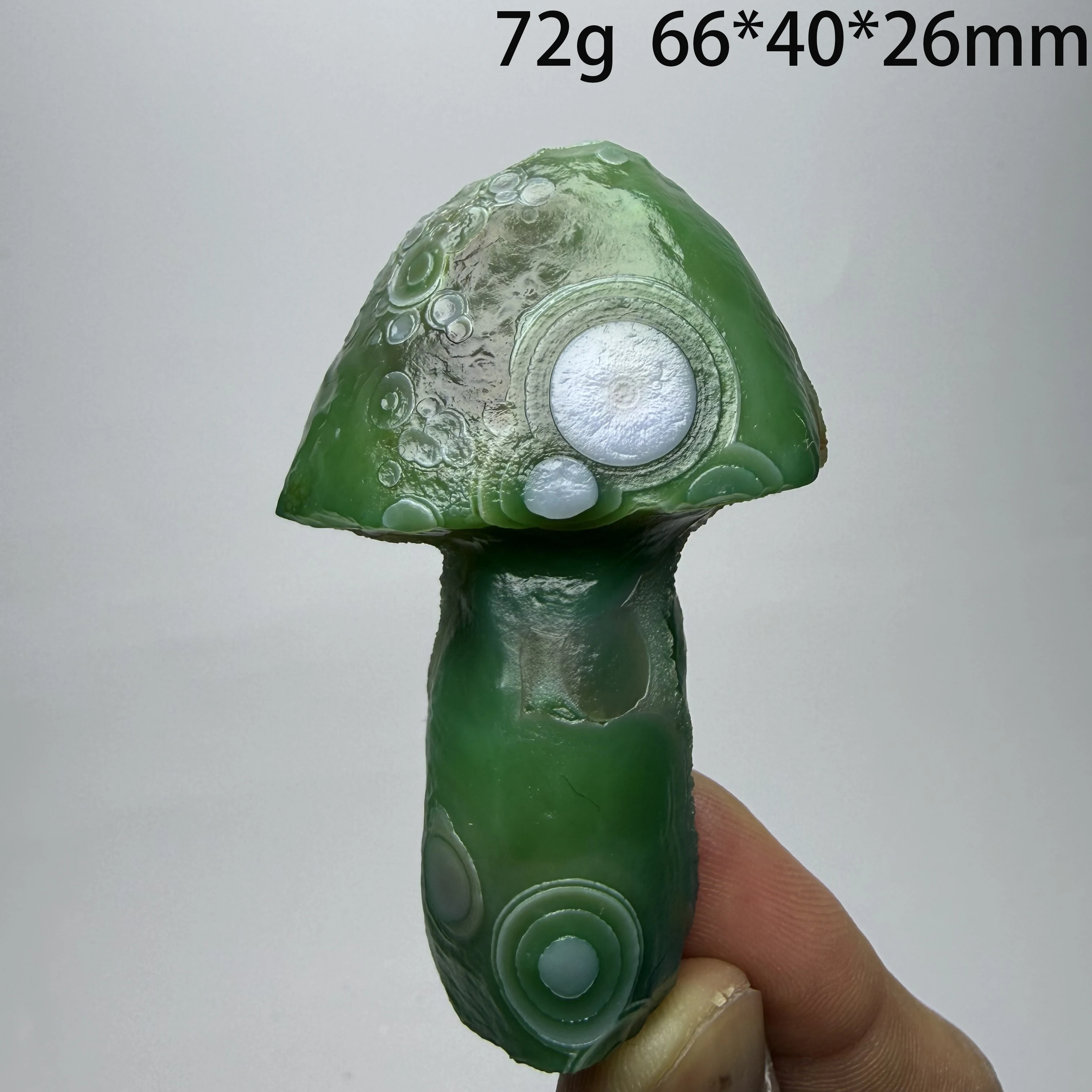 Natural Green Agate, Alxa Gobi Eye, Green Mushroom-shaped Mineral Specimen, Energy Healing Stone for Garden Decoration A3-1-3