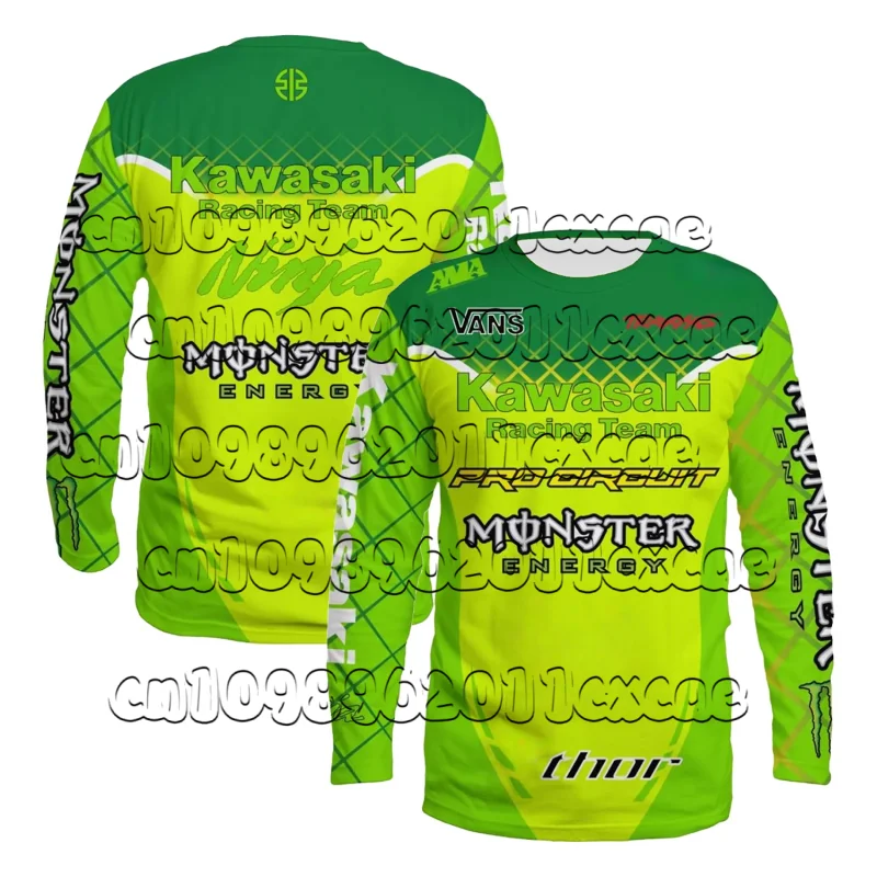 

Kawasaki Motto - Long Sleeve Outdoor T-Shirt, Classic Adult Summer T-Shirt, Loose Fit for Exercise and Motorcycle Riding