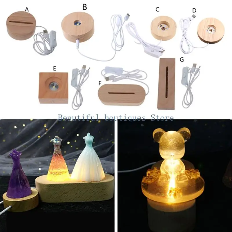 U4LF LED LUMIÈRE LUMBRE LUMINE BASE ACRYLIC DIY LAMPEUR NIGHT CRÉATIF NIGHT RECTANGE OVAL ROND ROUNE RESIN CRAFT