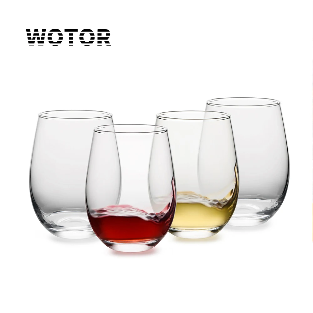 

WOTOR 4PCS/Set Crystal Stemless Wine Glasses Liqueur Brandy Whiskey Cup Home Water Coffee Glass Juice Cold Drink Cup