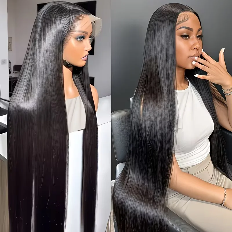 Natural Black Straight Lace Front Human Hair Wigs 7x6 Glueless HD Lace 13x4 13x6 Bone Straight 200 Density Natural Hairline Wigs