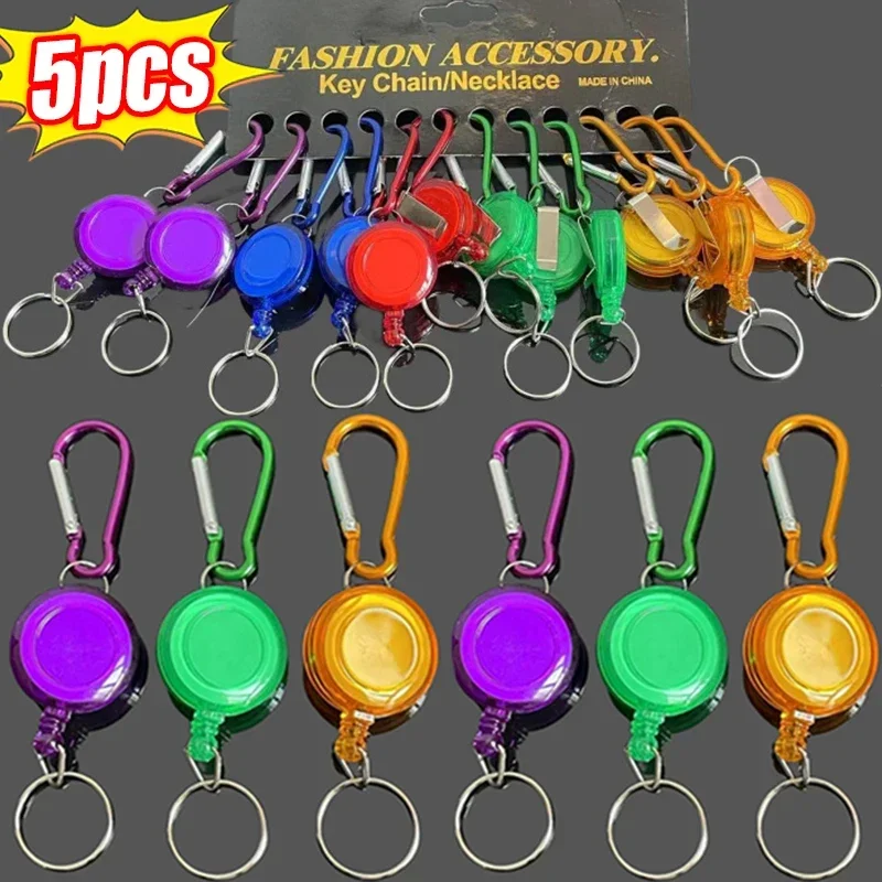 1/10pcs Multifunctional Multi-color Roll Retractable Keychain Brooch Rope Bag Recoil ID Card Holder Keyring Key Chain Steel Cord