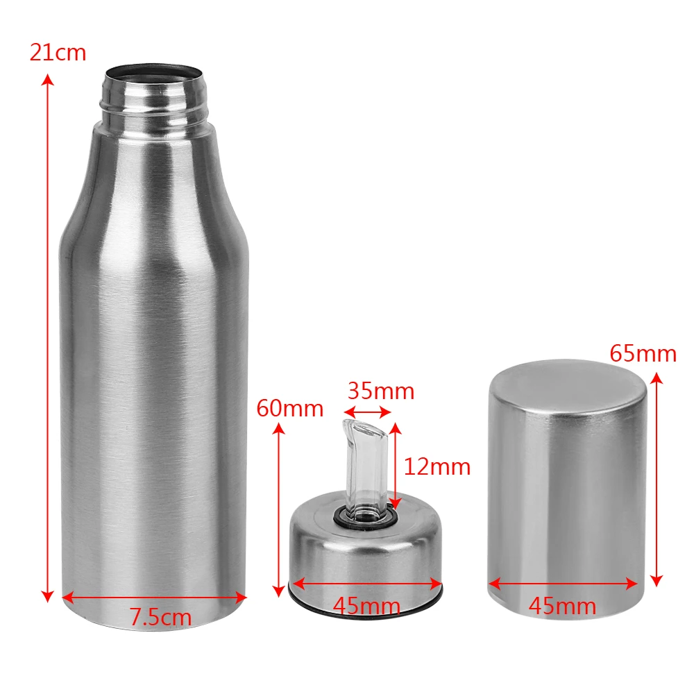 Oil Dispenser Stainless Steel Durable kitchen Supplies Oil Can 750ML Gravy Boat Leak Proof Soy Sauce Olive Oil bottle