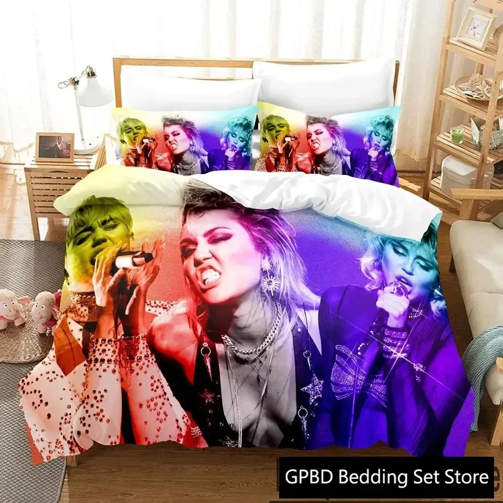 3D Print Miley Cyrus Singer Bedding Set Duvet Cover Bed Set Quilt Cover Pillowcase Comforter king Queen Size Boys Adult Bedding