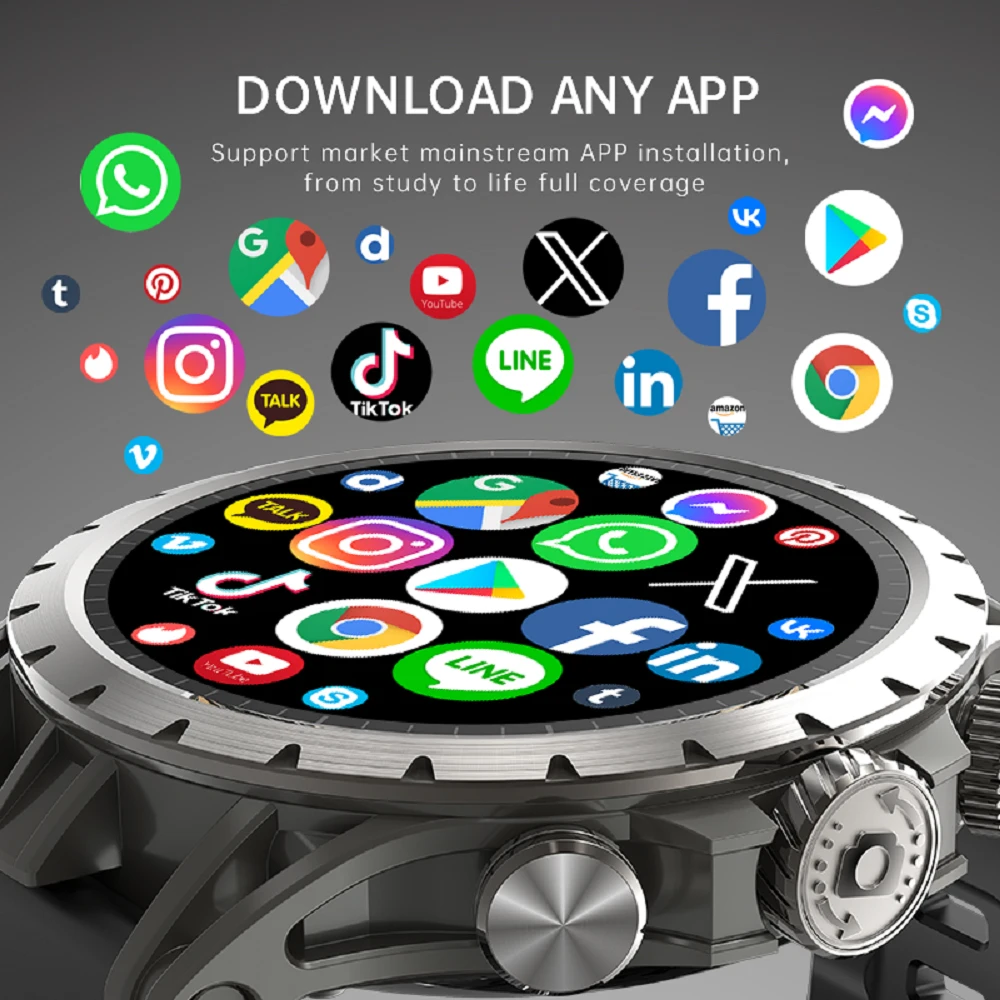 AMOLED Screen 4G Call Smart Watches Men Women 2+16Gb APP Download 200W HD Camera Smartwatch Sports Fitness GPS Waterproof Music