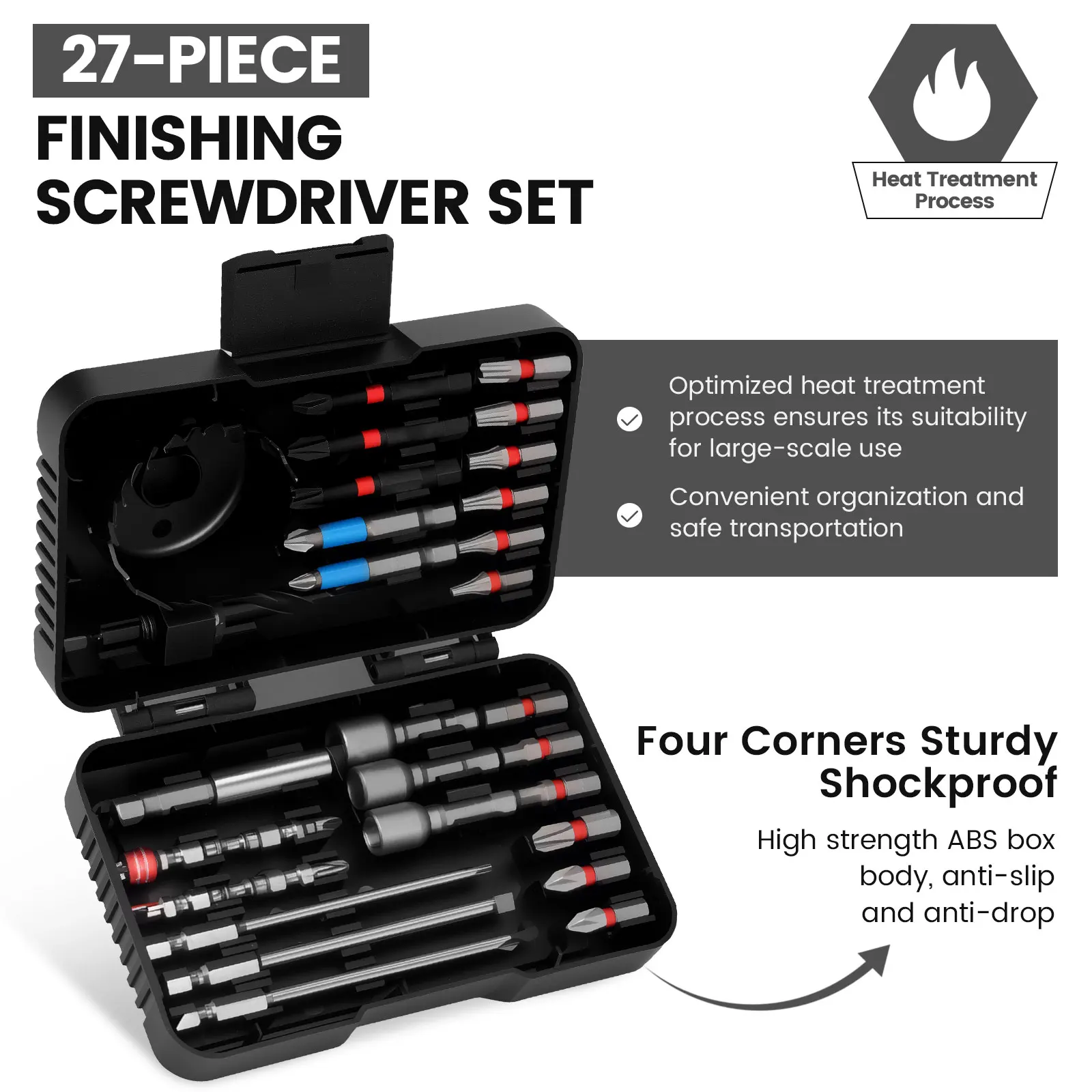 27PCS Screwdriver Bit Set Include Magnetic Impact Phillips Bit Flat Head Screwdriver and Torx Screwdriver Bits with Socket Set